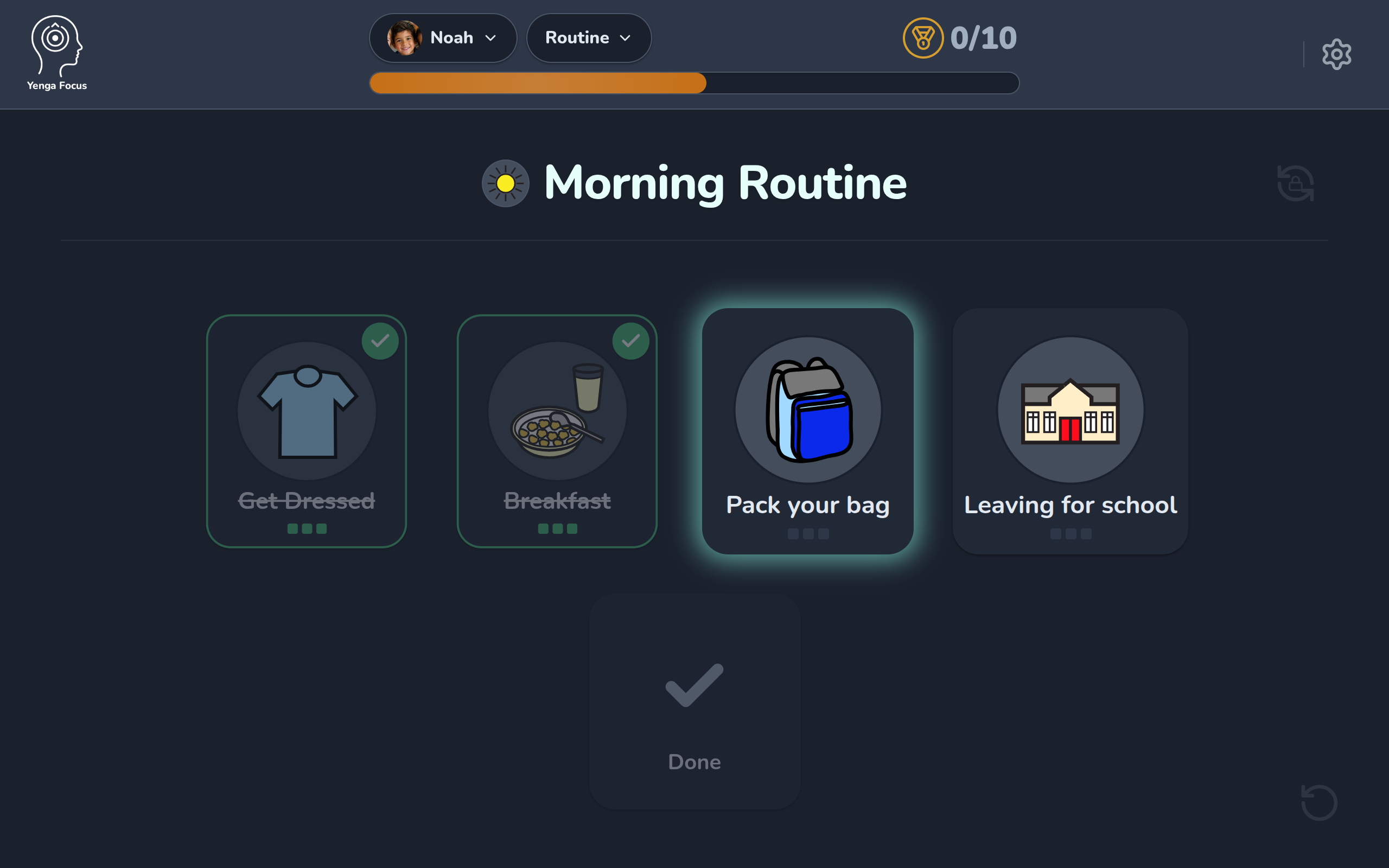Yenga Focus App - Morning Routine