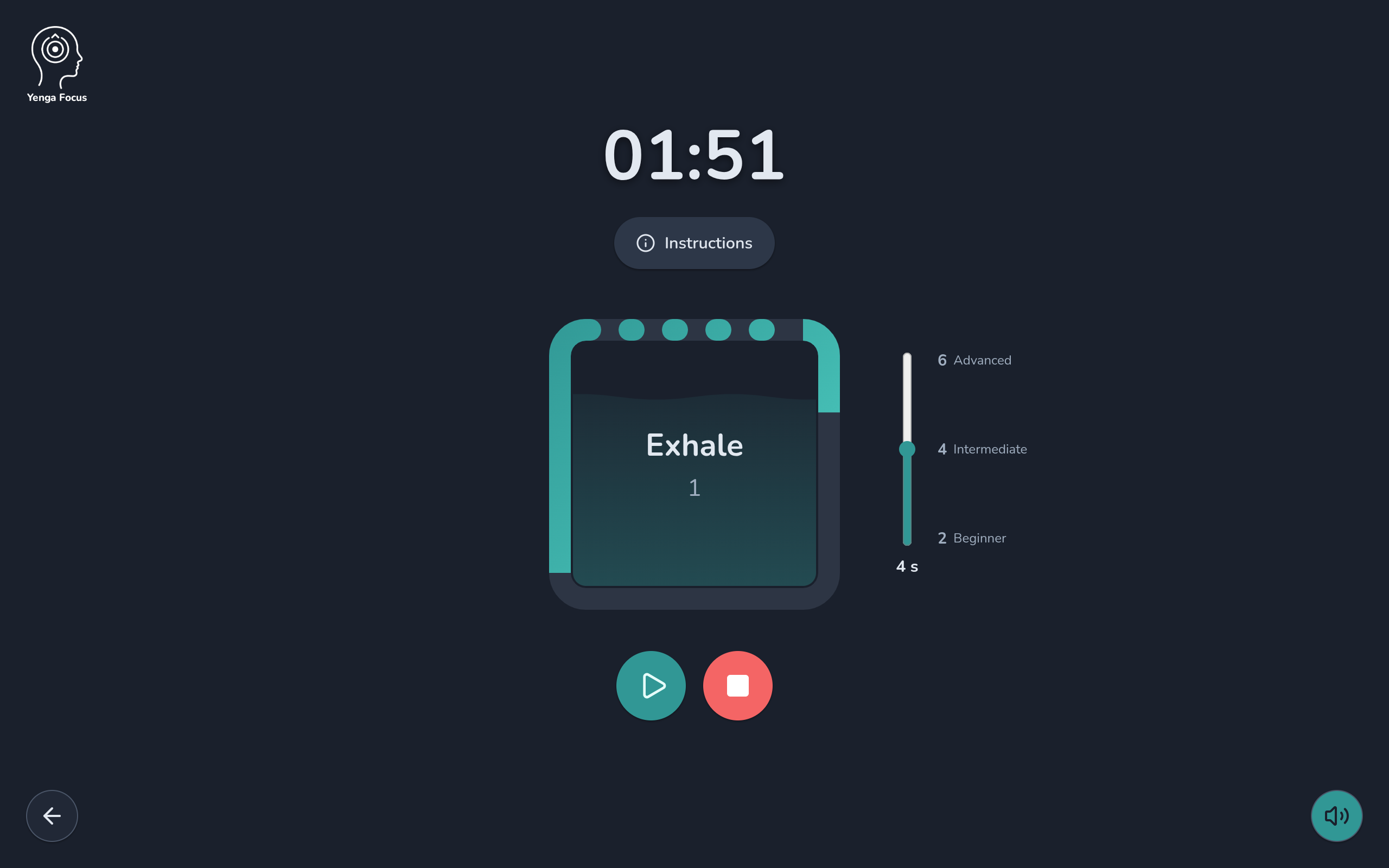 Yenga Focus App - Box Breathing